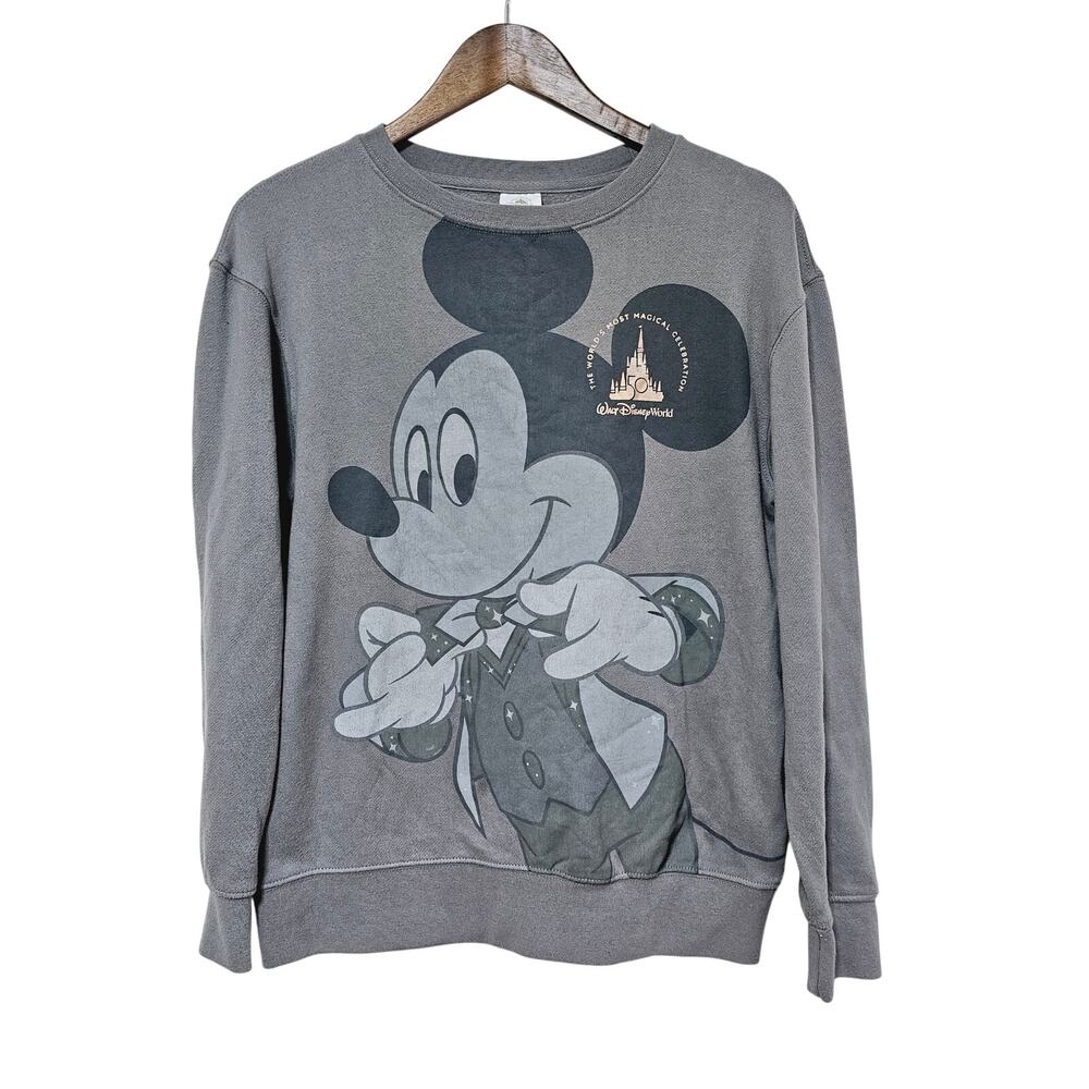 Walt Disney Crew Sweatshirt Sz XS World 50th Anniversary Mickey Mouse Oversized